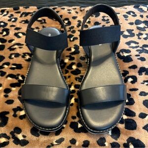 Maurices Black Flat Sandals w/ Elastic Ankle Strap